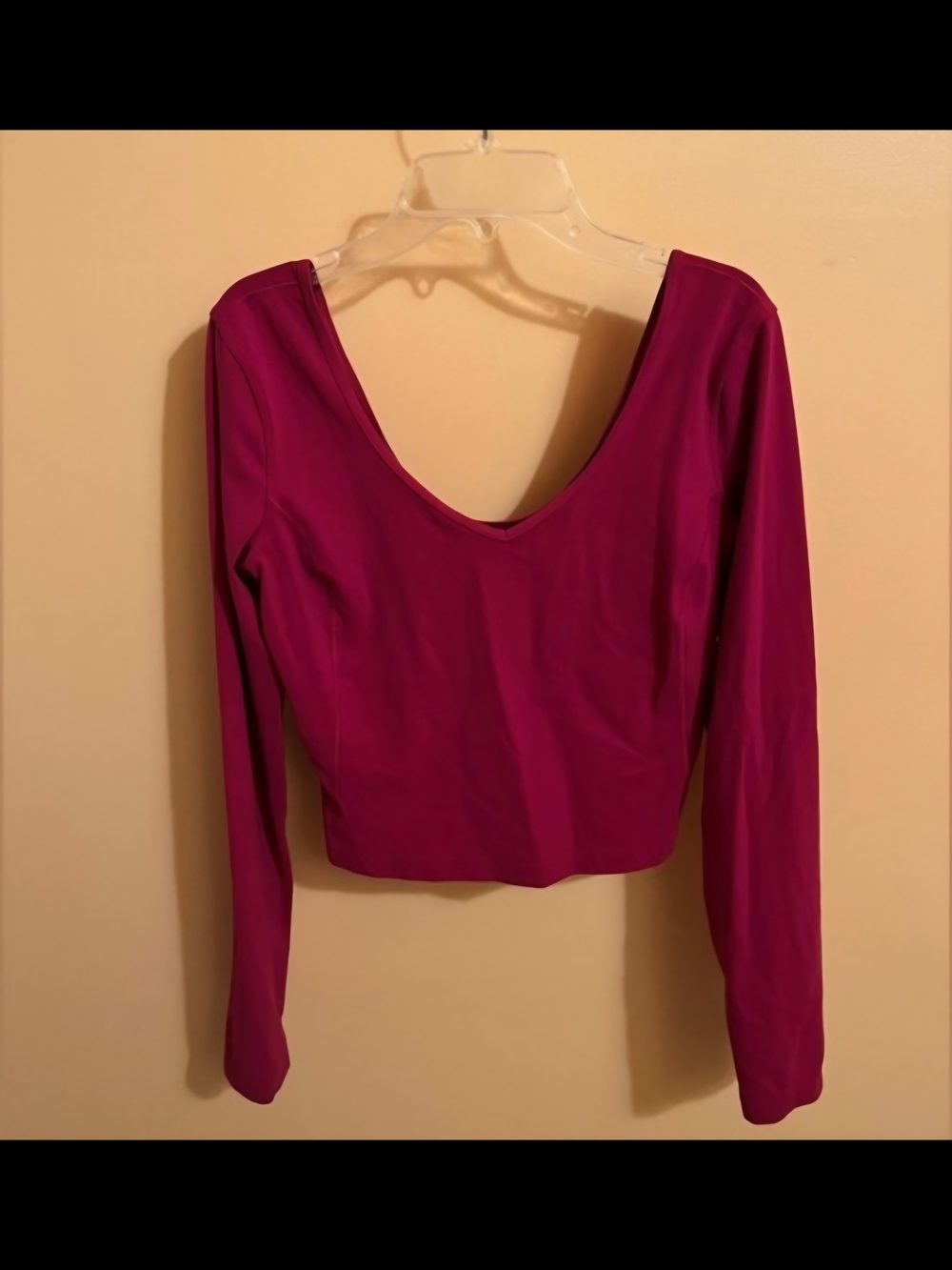 Lululemon Long Sleeve V-Neck Crop Top - Magenta Size 4